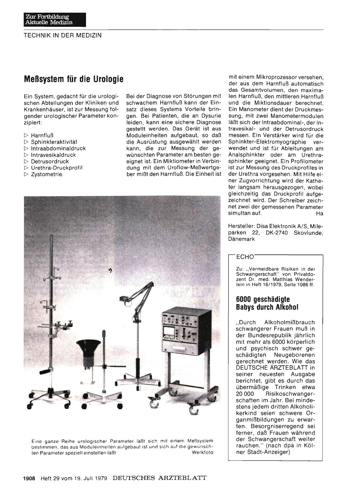 Vorschauseite 1: Meßsystem für die Urologie