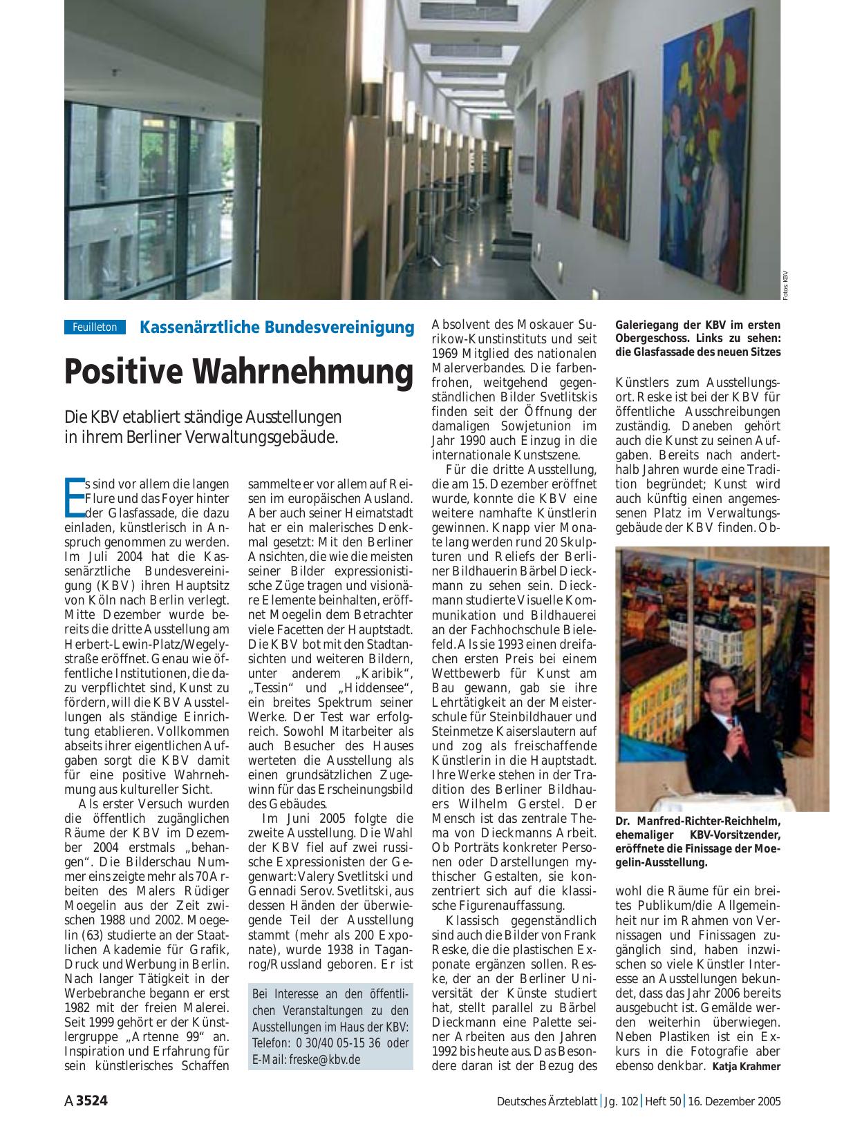 Vorschauseite 1: Kassenärztliche Bundesvereinigung: Positive Wahrnehmung