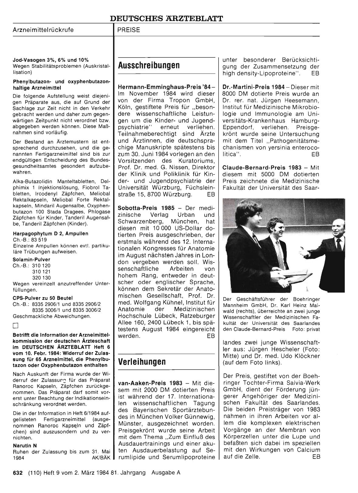 Vorschauseite 1: Verleihungen