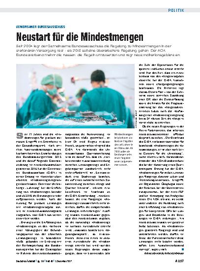 Vorschauseite 1: Gemeinsamer Bundesausschuss: Neustart für die Mindestmengen