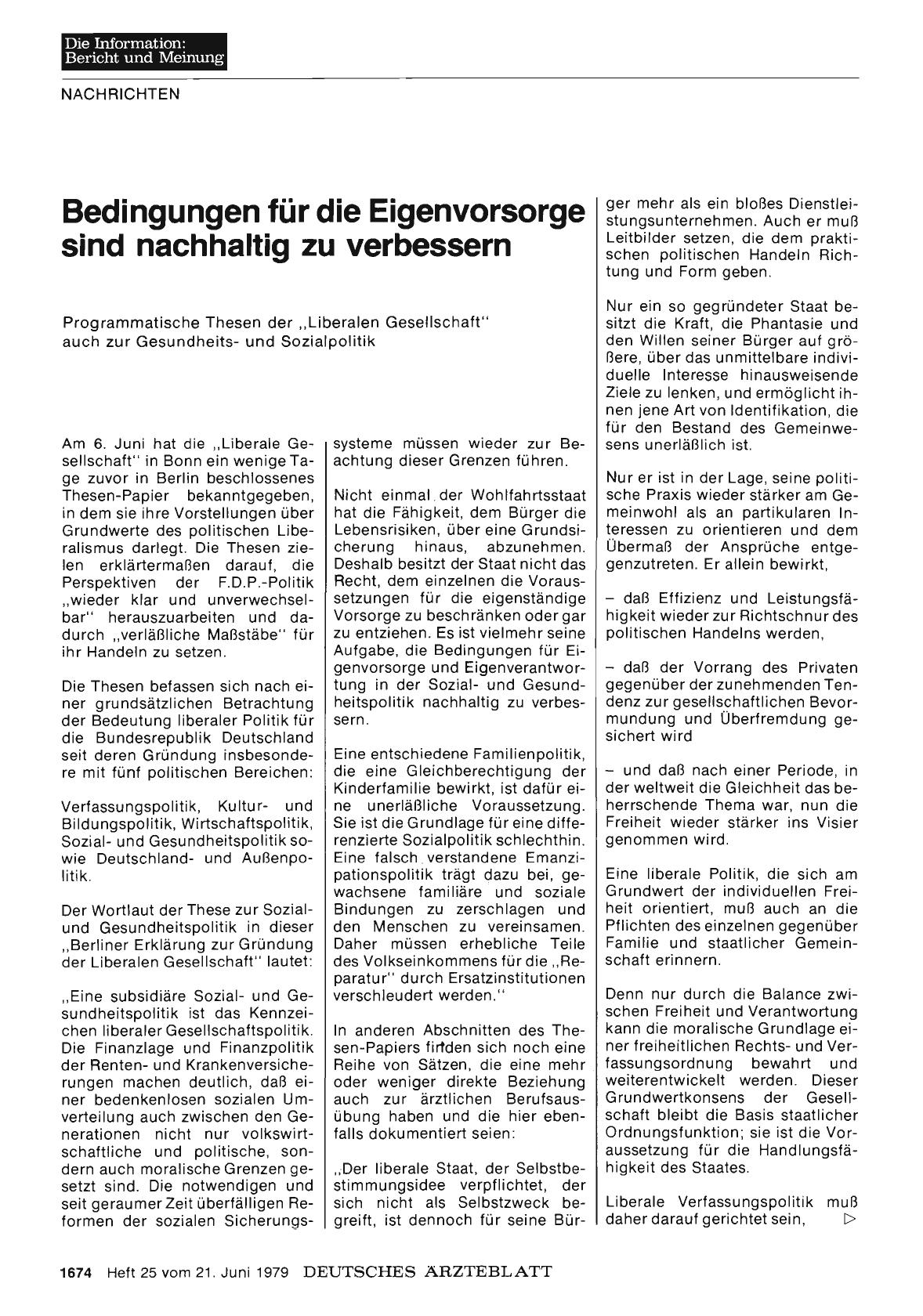 Vorschauseite 1: Bedingungen für die Eigenvorsorge sind nachhaltig zu verbessern