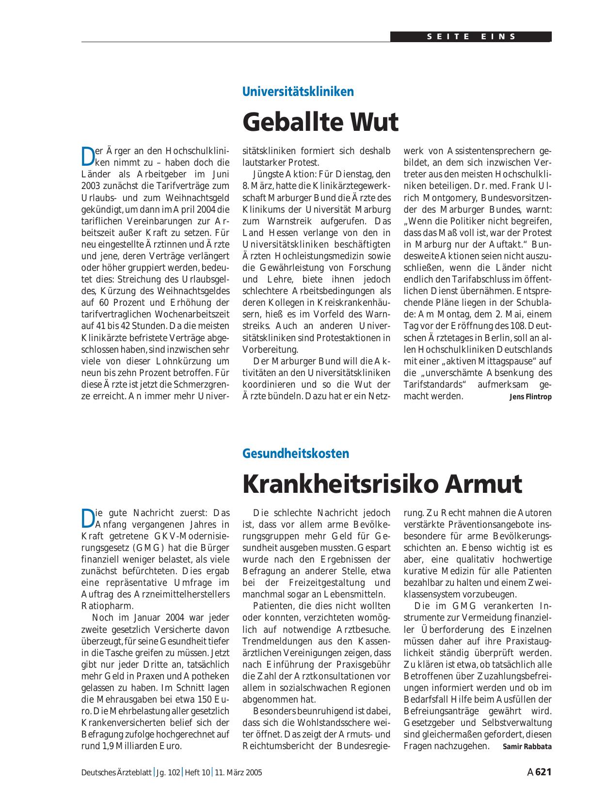 Vorschauseite 1: Gesundheitskosten: Krankheitsrisiko Armut