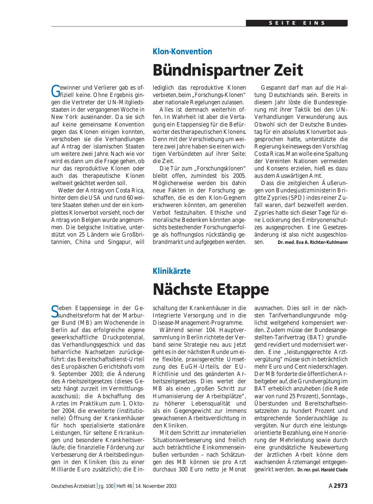 Vorschauseite 1: Klon-Konvention: Bündnispartner Zeit
