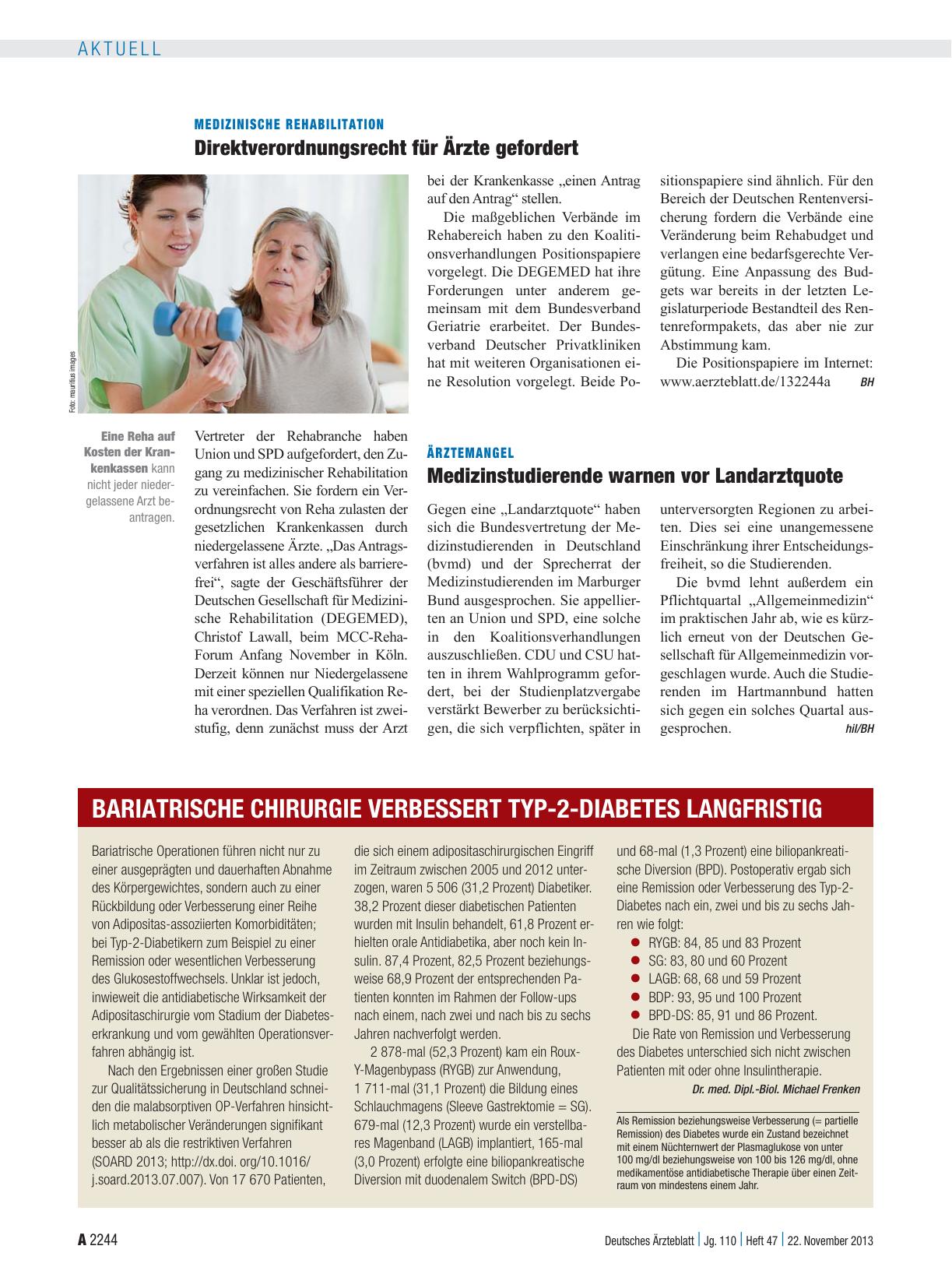 Vorschauseite 1: Medizinische Rehabilitation: Direktverordnungsrecht für Ärzte gefordert