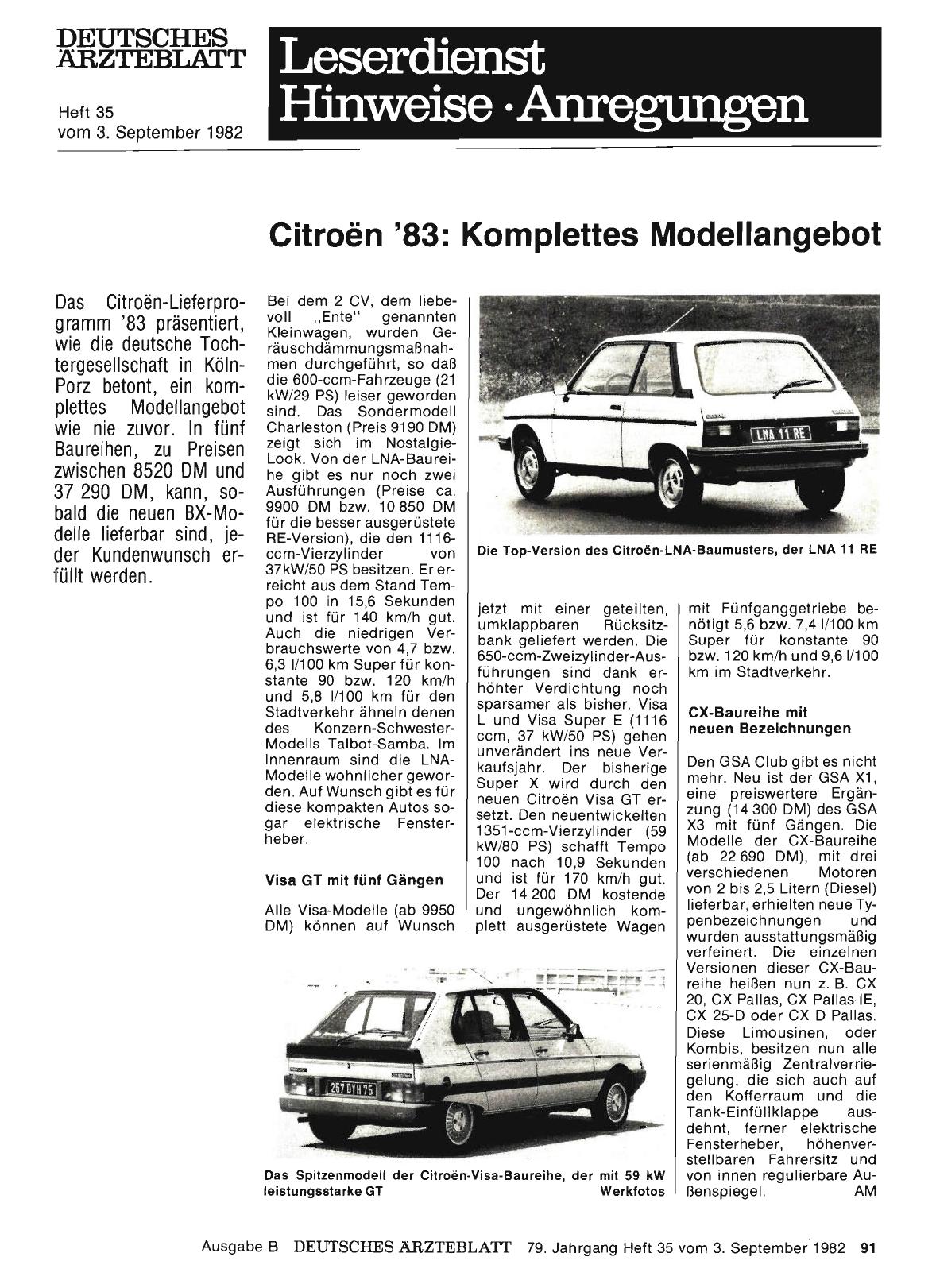 Vorschauseite 1: Citroën '83: Komplettes Modellangebot