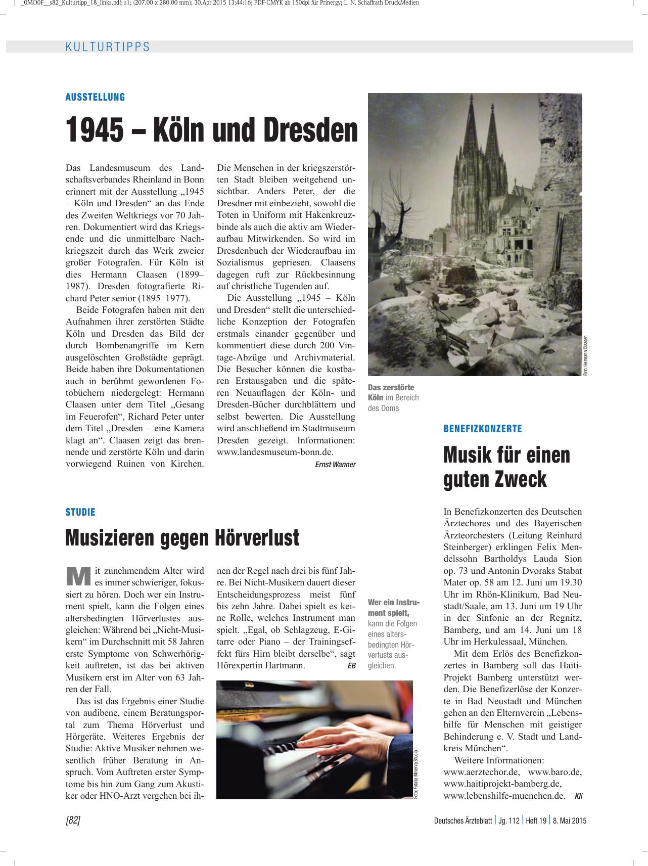 Vorschauseite 1: Studie: Musizieren gegen Hörverlust
