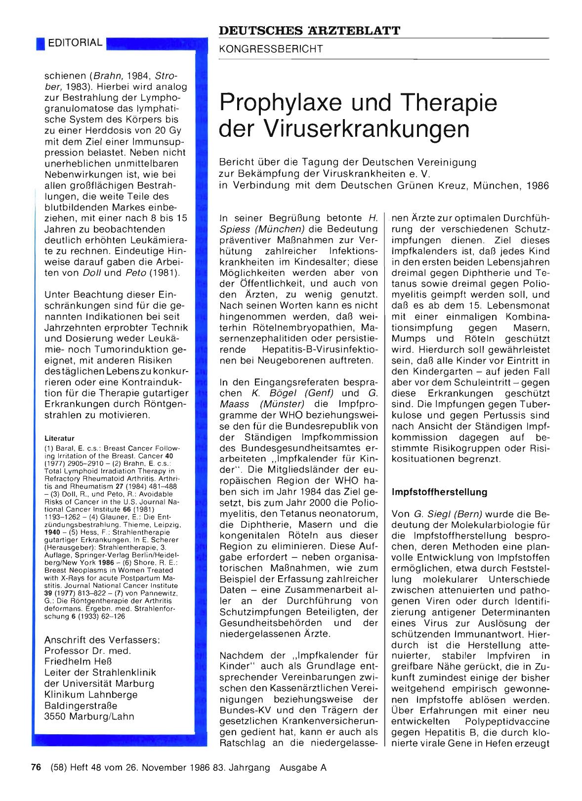 Vorschauseite 1: Prophylaxe und Therapie der Viruserkrankungen