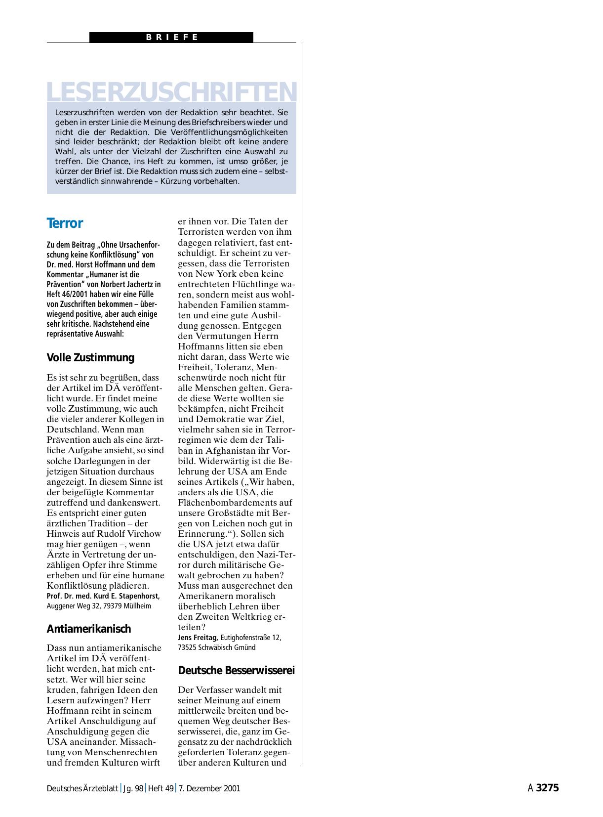 Vorschauseite 1: Terror: Deutsche Besserwisserei