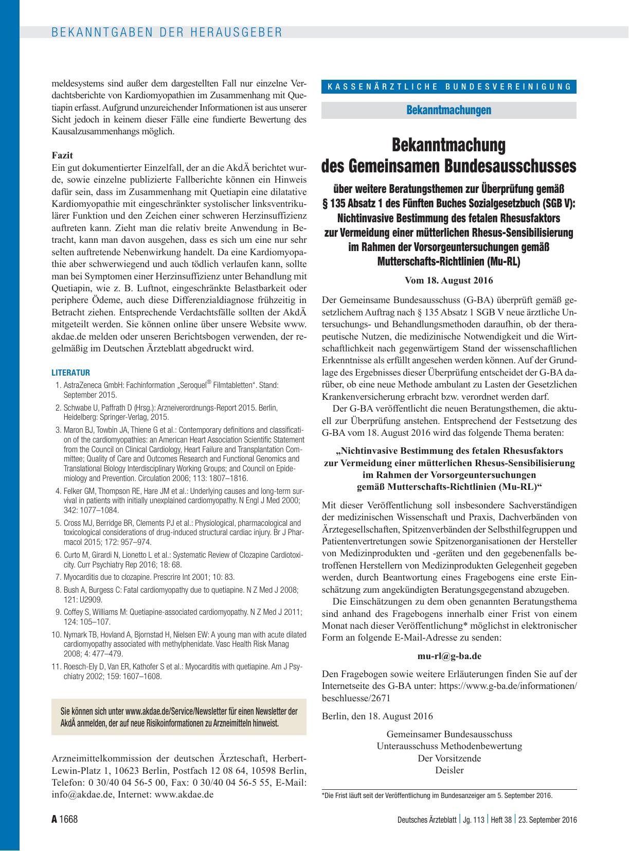 Vorschauseite 1: Bekanntmachung des Gemeinsamen Bundesausschusses über weitere Beratungsthemen zur Überprüfung gemäß § 135 Absatz 1 des Fünften Buches Sozialgesetzbuch (SGB V): Nichtinvasive Besti…