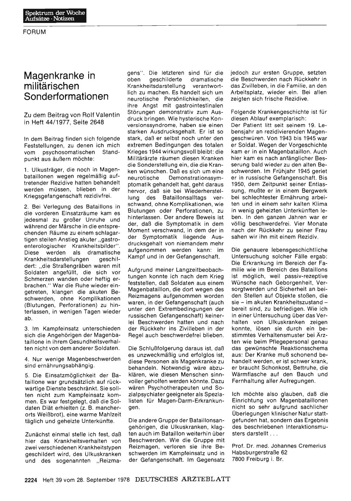 Vorschauseite 1: Magenkranke in militärischen Sonderformationen: Stellungnahme