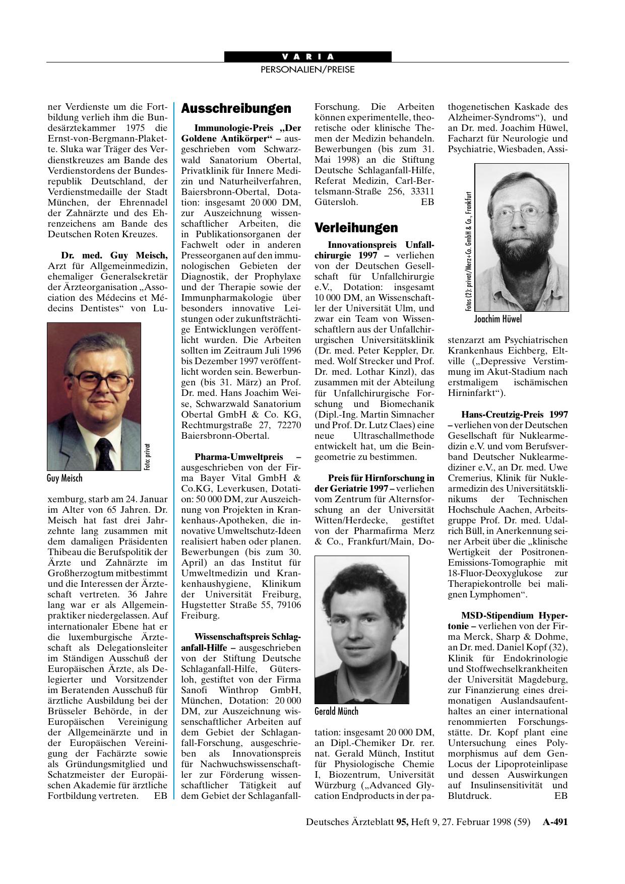 Vorschauseite 1: Verleihungen