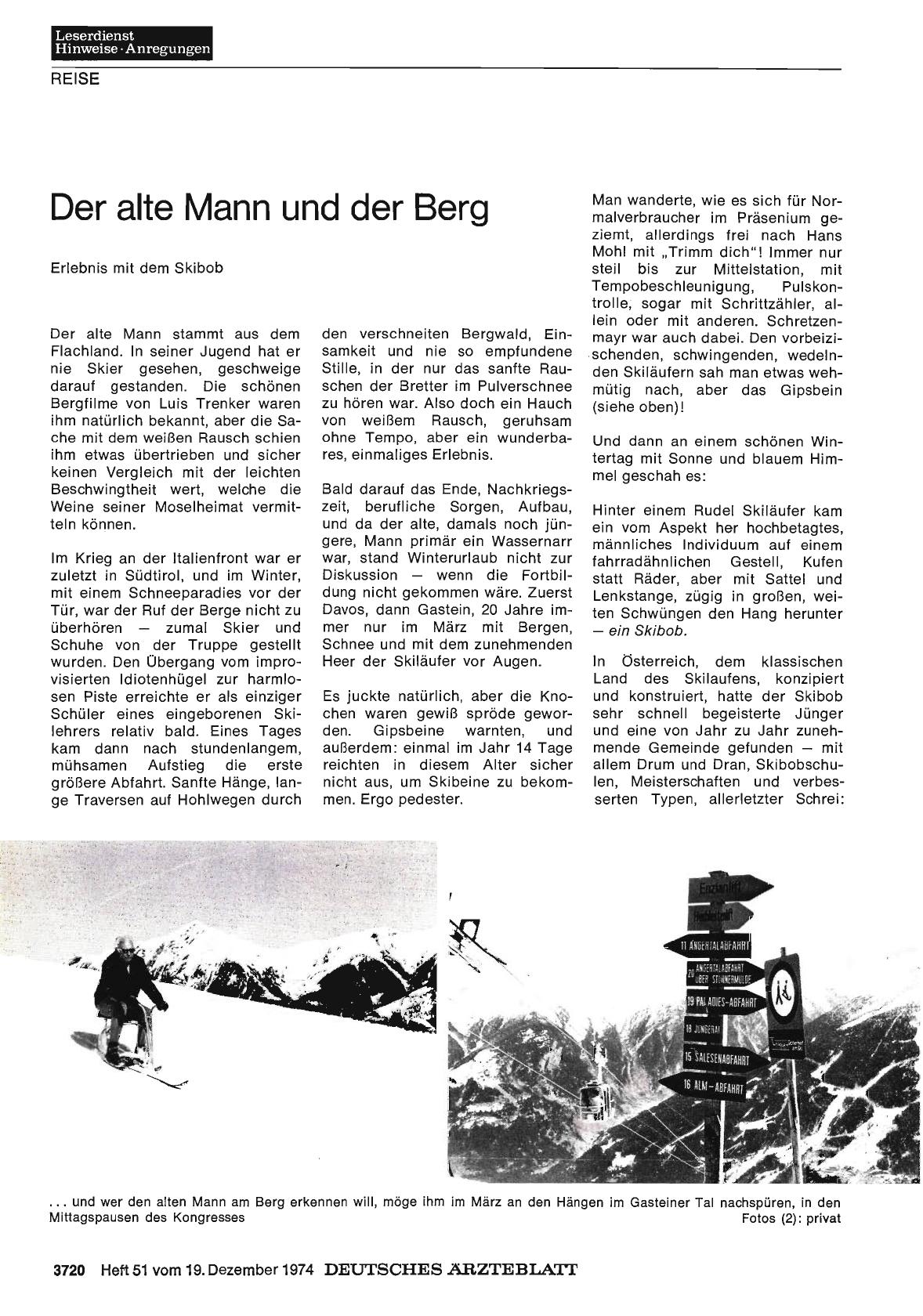 Vorschauseite 1: Der alte Mann und der Berg: Erlebnis mit dem Skibob