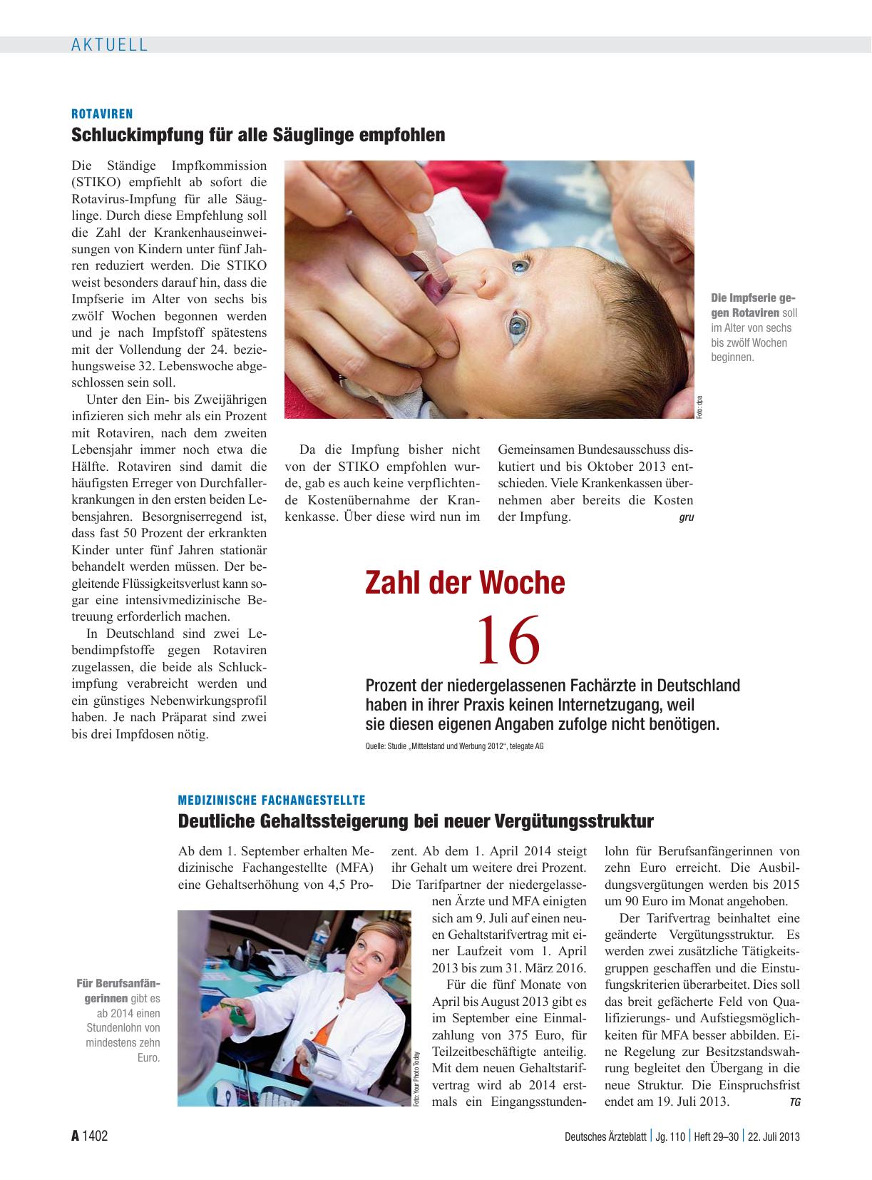 Vorschauseite 1: Rotaviren: Schluckimpfung für alle Säuglinge empfohlen