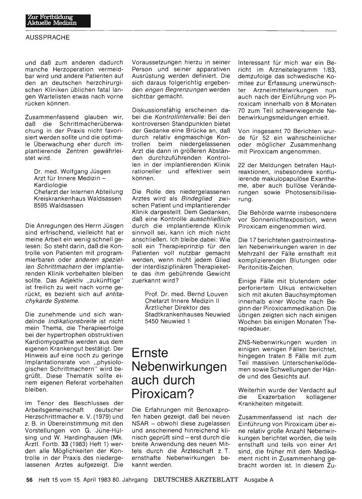 Vorschauseite 1: Ernste Nebenwirkungen auch durch Piroxicam?