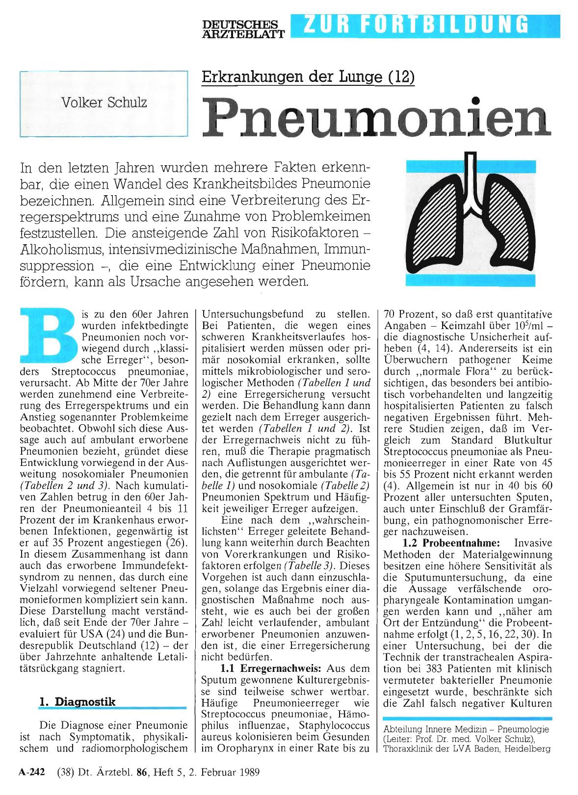 Vorschauseite 1: Erkrankungen der Lunge (12): Pneumonien