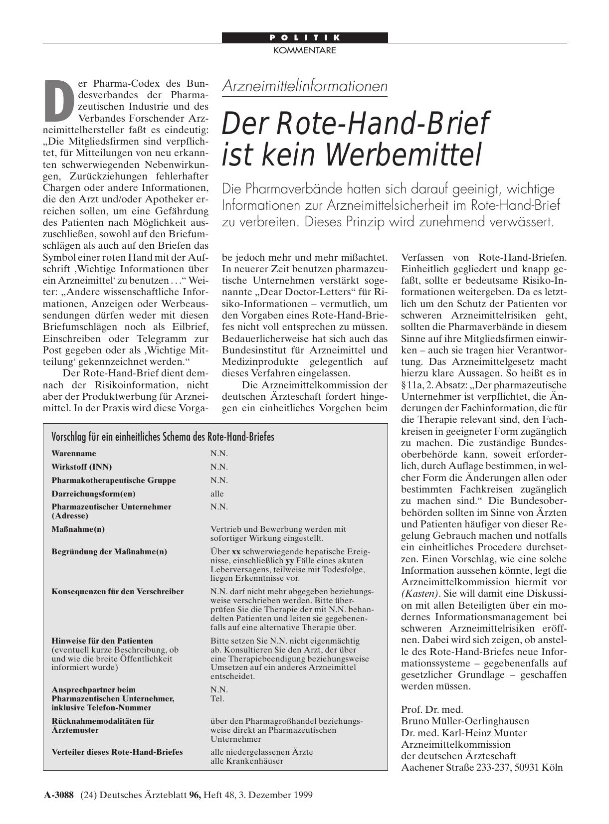 Vorschauseite 1: Arzneimittelinformationen: Der Rote-Hand-Brief ist kein Werbemittel