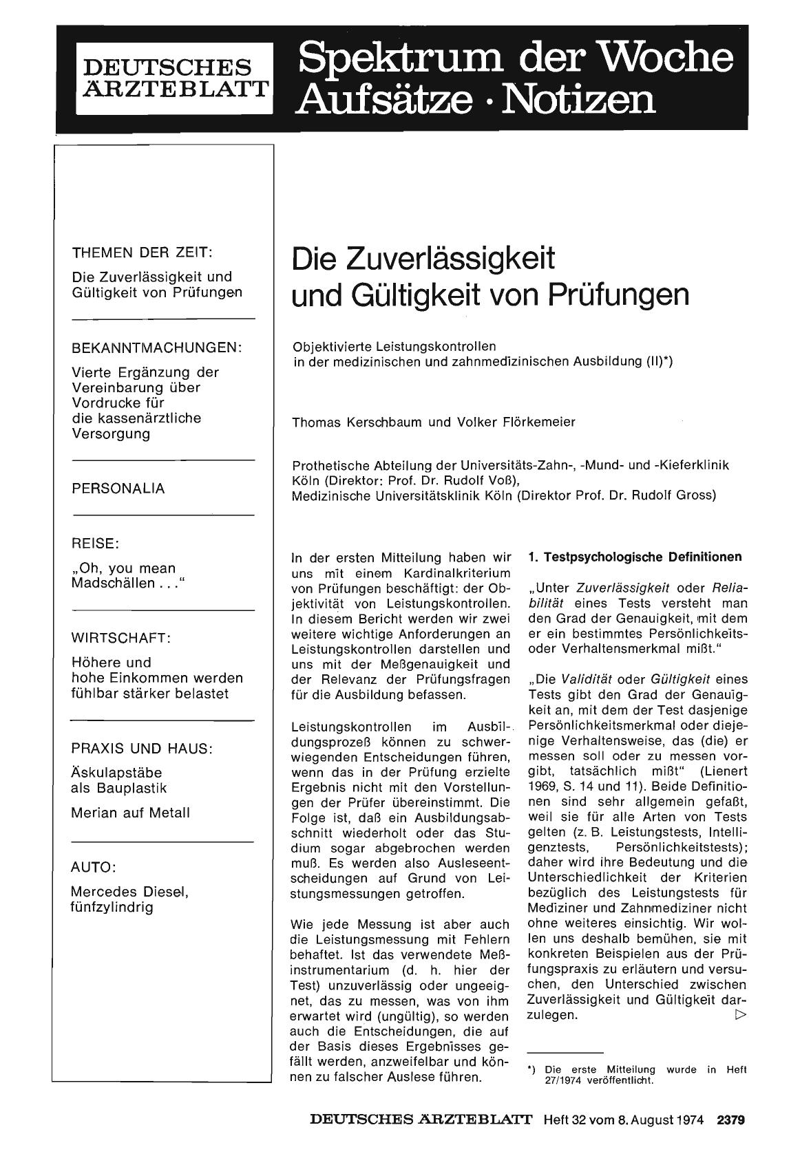 Vorschauseite 1: Die Zuverlässigkeit und Gültigkeit von Prüfungen