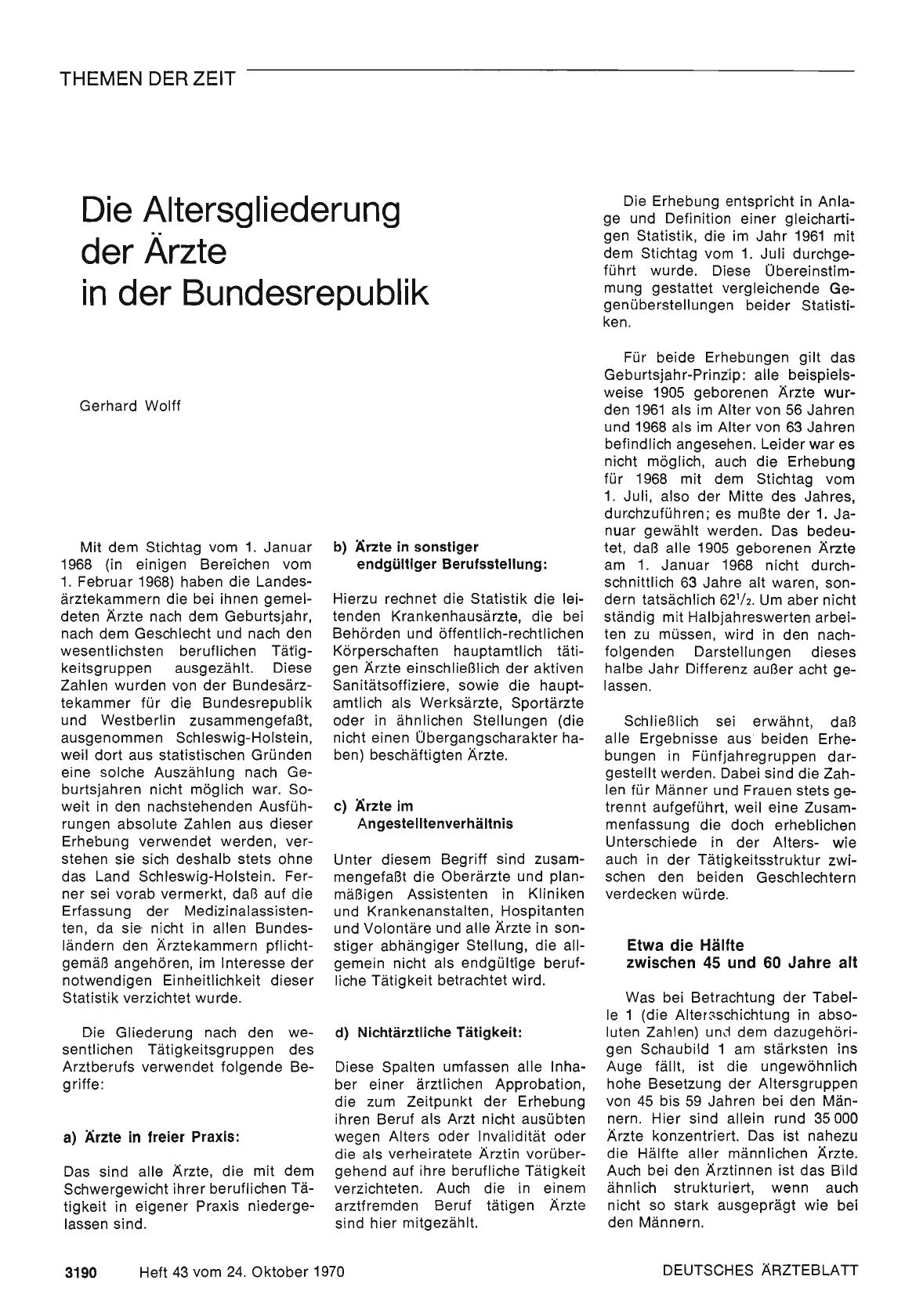Vorschauseite 1: Die Altersgliederung der Ärzte in der Bundesrepublik