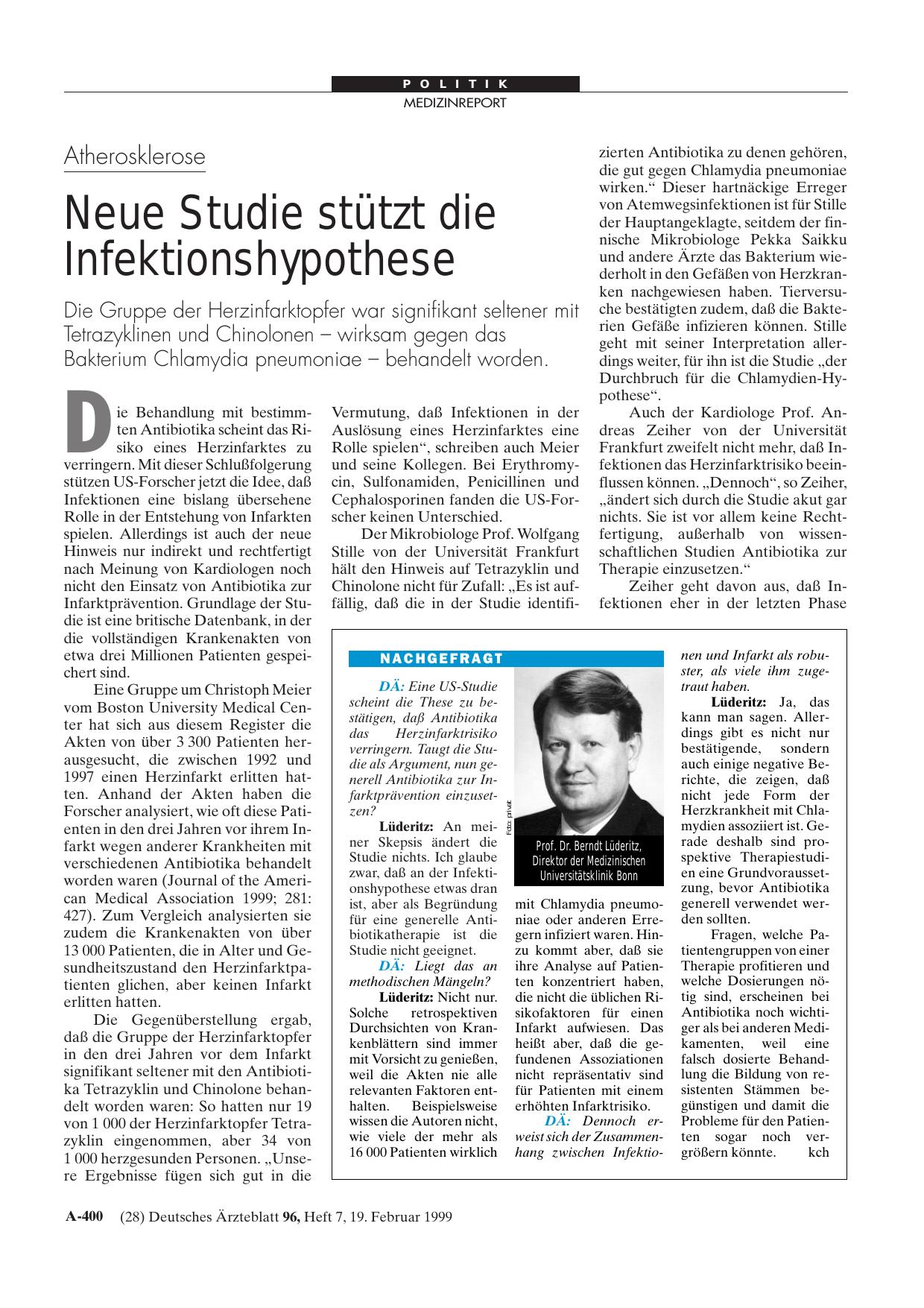 Vorschauseite 1: Atherosklerose: Neue Studie stützt die Infektionshypothese