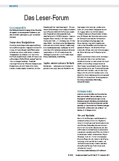 Vorschauseite 1: Coronapolitik: Testen ohne Strafgebühren