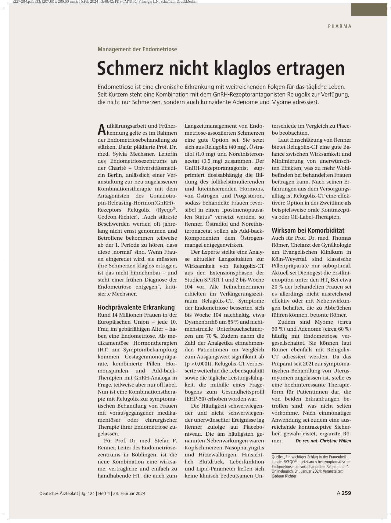 Vorschauseite 1: Management der Endometriose: Schmerz nicht klaglos ertragen
