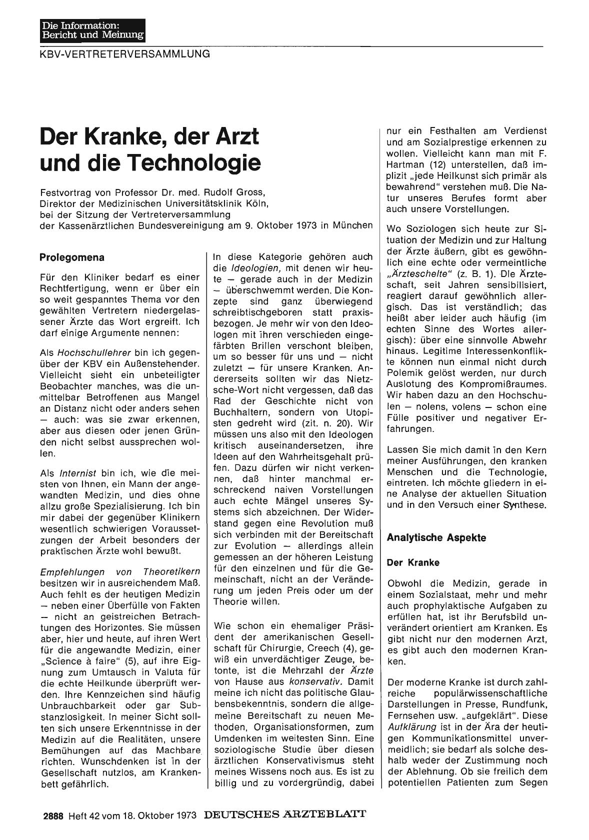 Vorschauseite 1: Der Kranke, der Arzt und die Technologie (Teil 1)