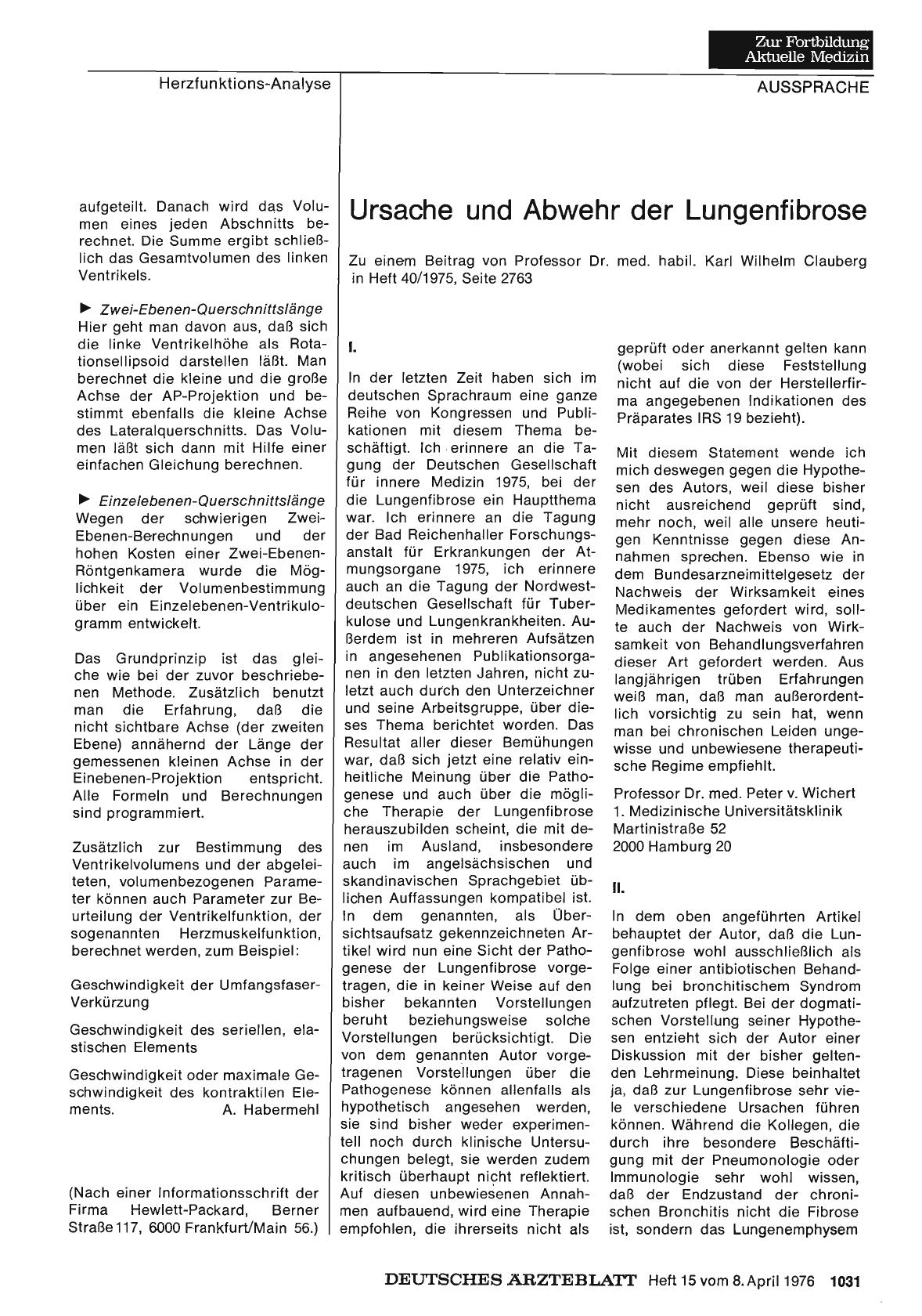 Vorschauseite 1: Ursache und Abwehr der Lungenfibrose: I.