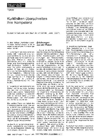 Vorschauseite 1: Kurkliniken überschreiten ihre Kompetenz: Erfahrungen aus der Praxis
