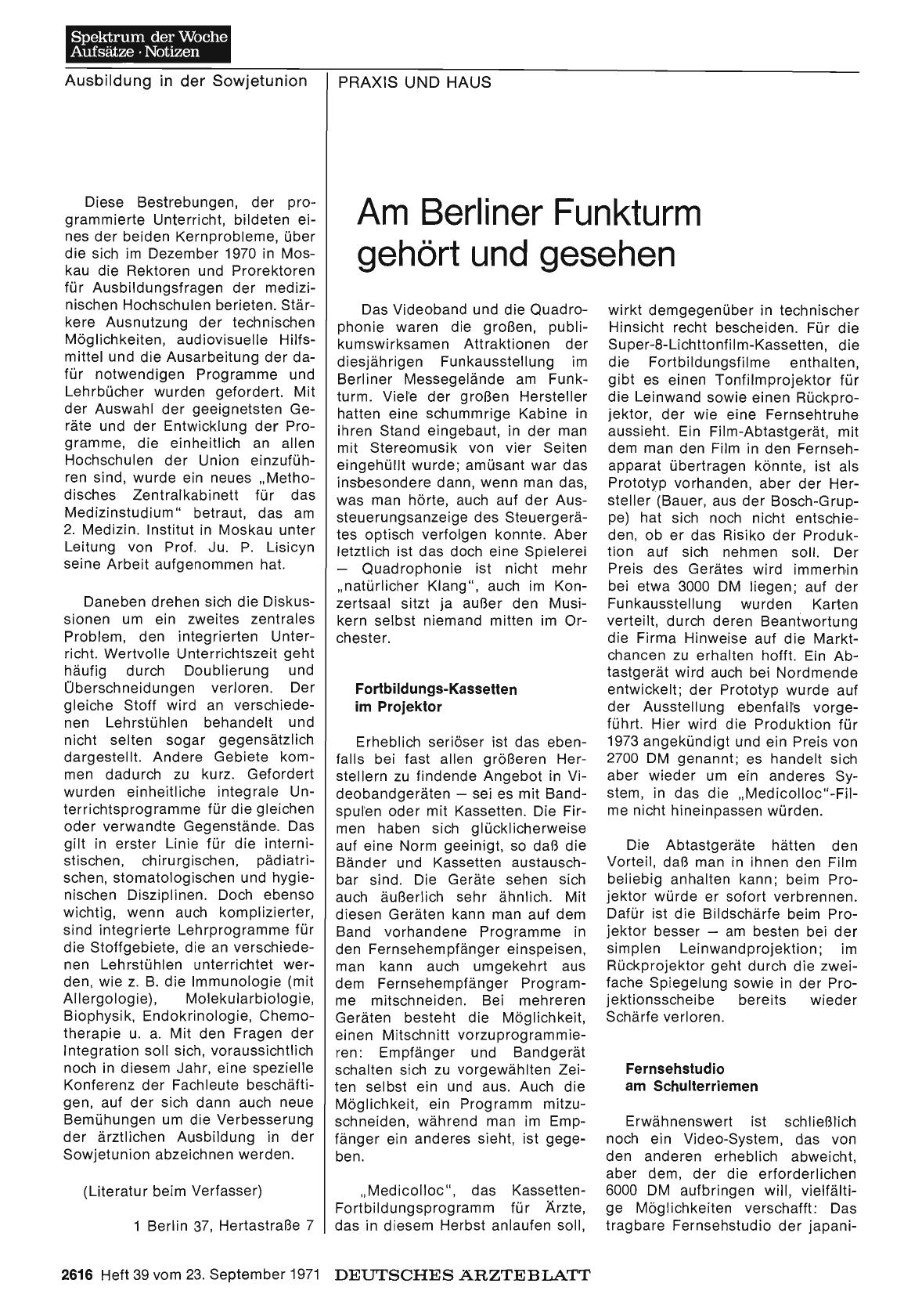 Vorschauseite 1: Am Berliner Funkturm gehört und gesehen