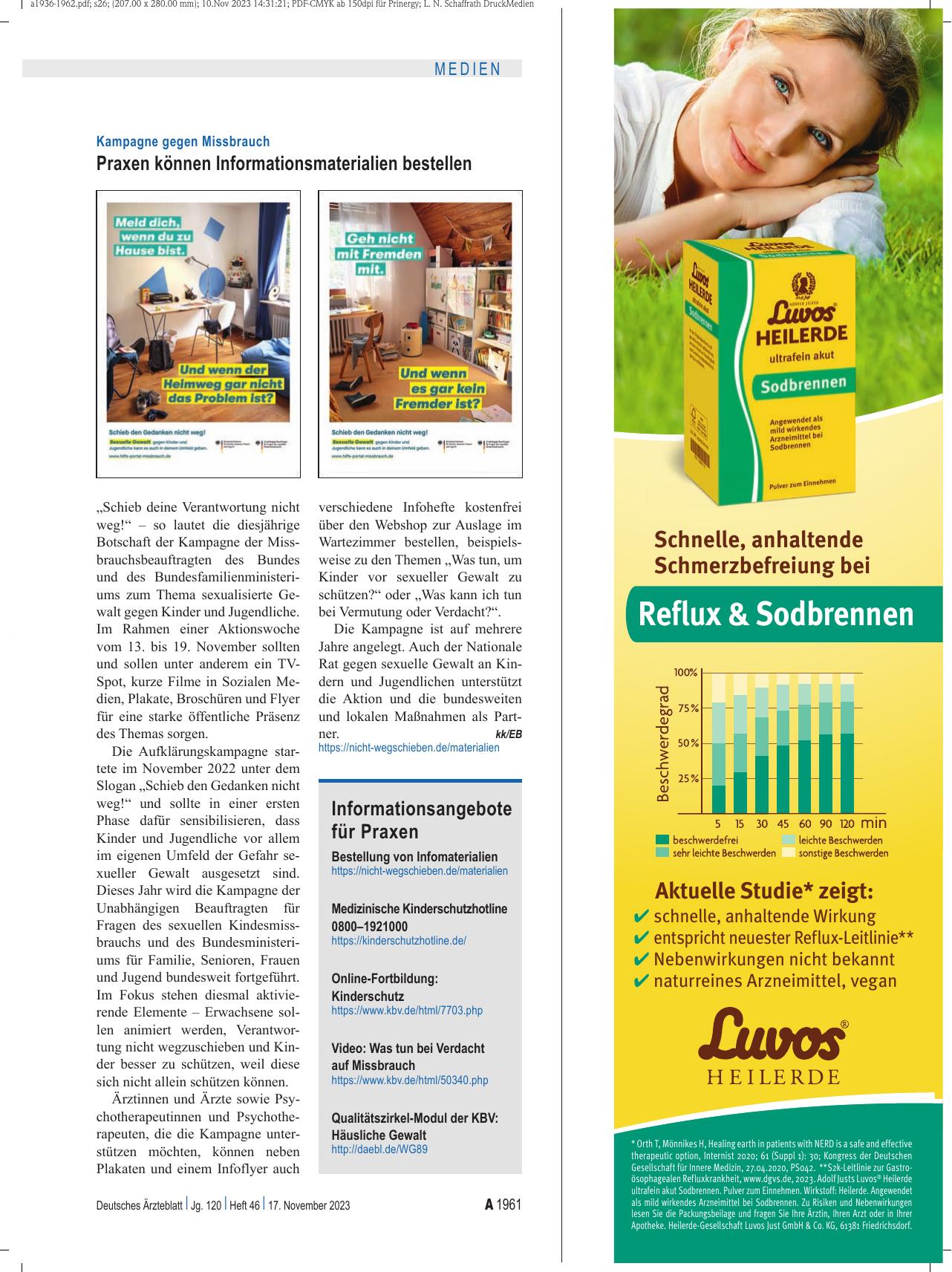 Vorschauseite 1: Kampagne gegen Missbrauch: Praxen können Informationsmaterialien bestellen.