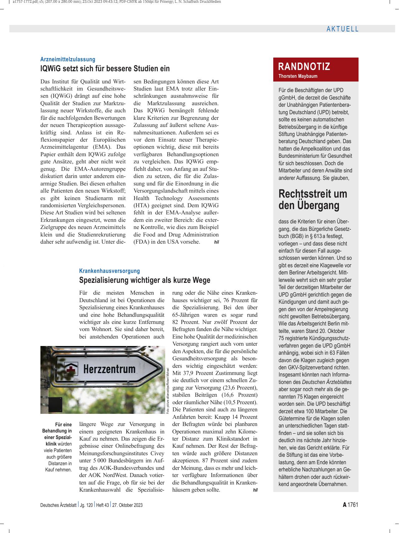 Vorschauseite 1: Randnotiz: Rechtsstreit um den Übergang
