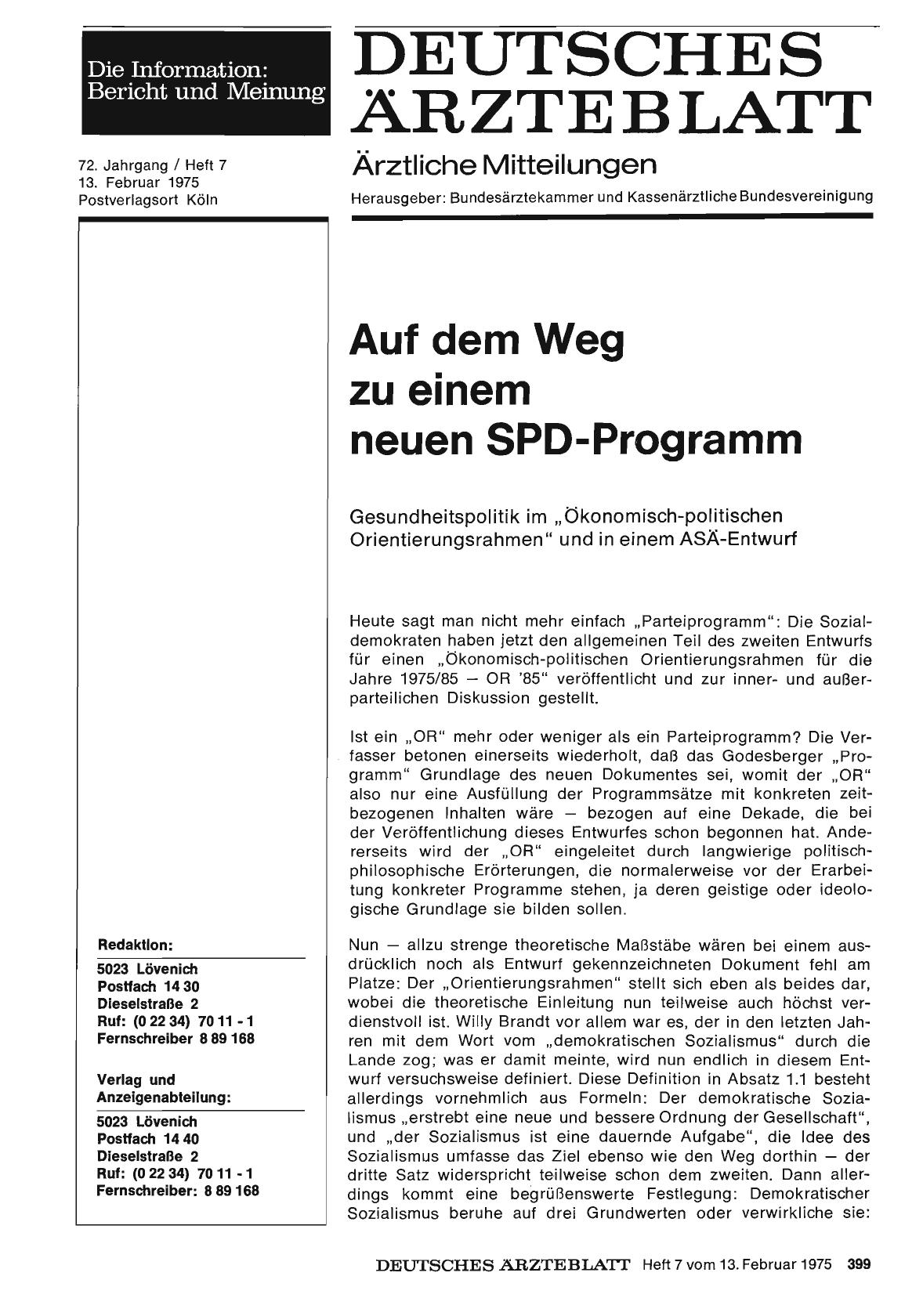 Vorschauseite 1: Auf dem Weg zu einem neuen SPD-Programm: Gesundheitspolitik im „Ökonomisch-politischen Orientierungsrahmen“ und in einem ASÄ-Entwurf (Teil 1)