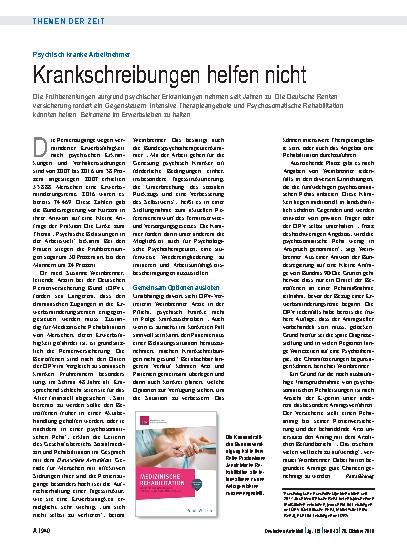 Vorschauseite 1: Psychisch kranke Arbeitnehmer: Krankschreibungen helfen nicht