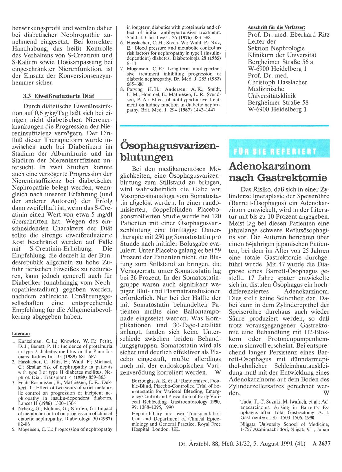 Vorschauseite 1: Ösophagusvarizenblutungen
