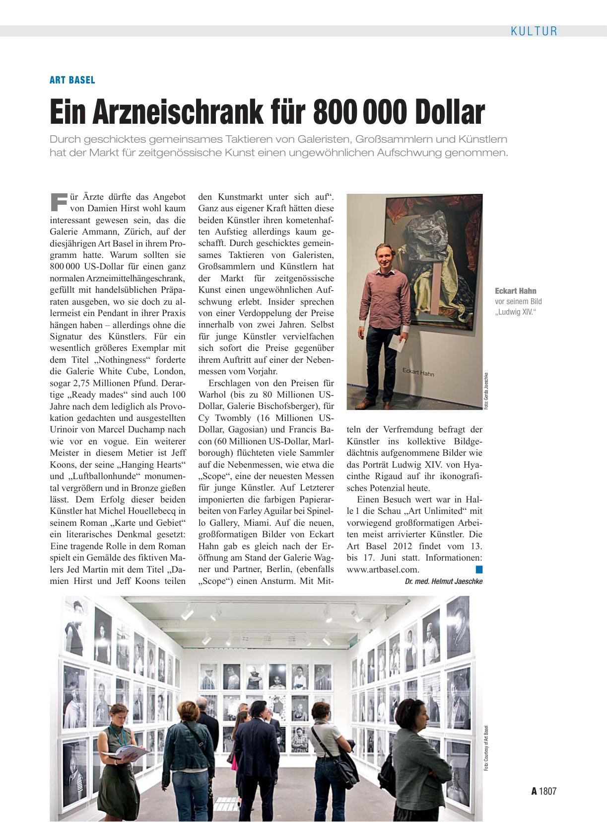 Vorschauseite 1: Art Basel: Ein Arzneischrank für 800 000 Dollar