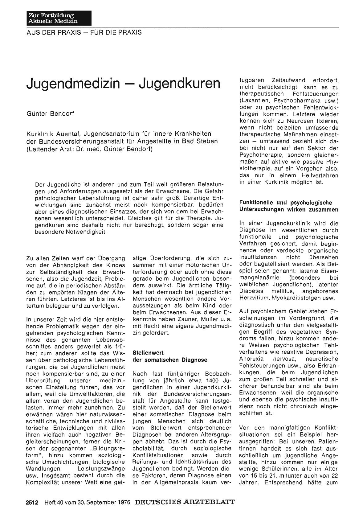 Vorschauseite 1: Jugendmedizin — Jugendkuren
