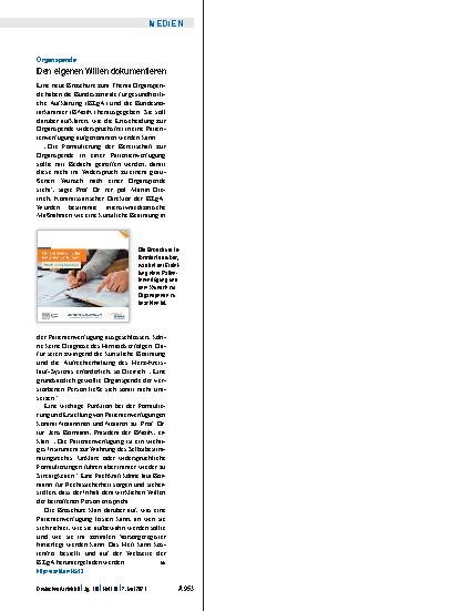 Vorschauseite 1: Organspende: Den eigenen Willen dokumentieren