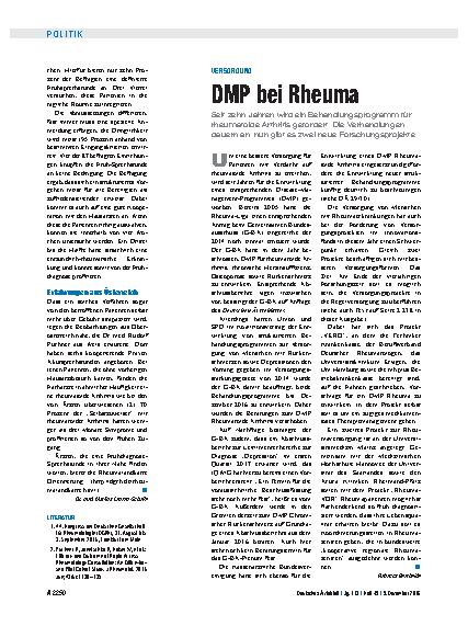 Vorschauseite 1: Versorgung: DMP bei Rheuma
