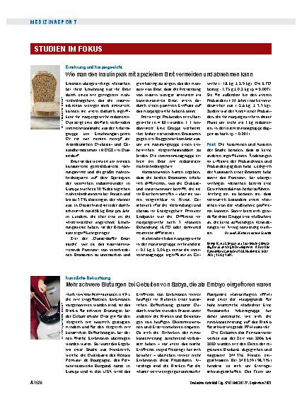 Vorschauseite 1: Ernährung und Körpergewicht: Wie man den Insulinpeak mit speziellem Brot vermeiden und abnehmen kann