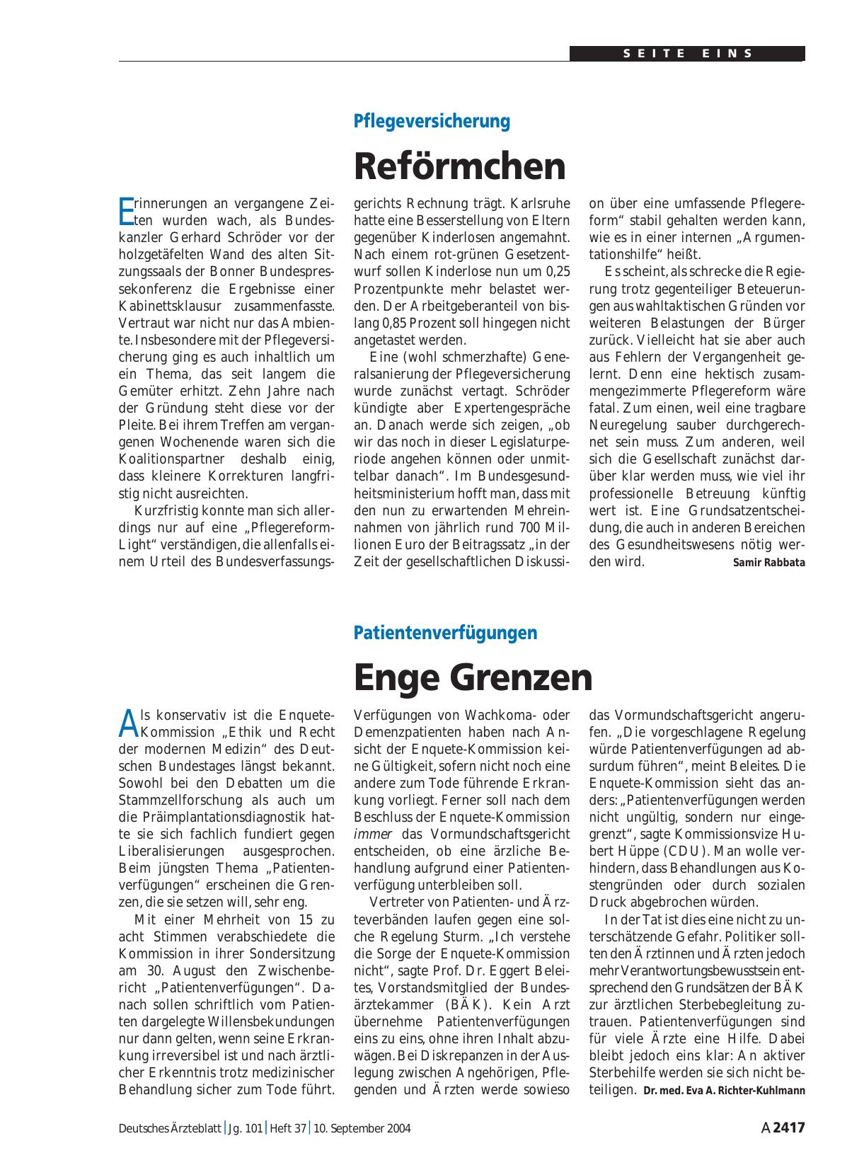 Vorschauseite 1: Patientenverfügungen: Enge Grenzen
