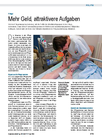 Vorschauseite 1: Pflege: Mehr Geld, attraktivere Aufgaben