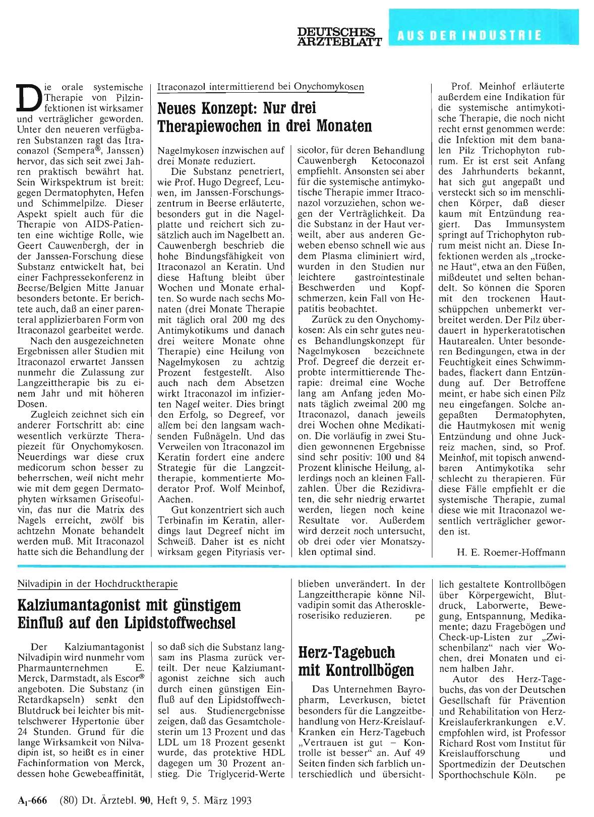 Vorschauseite 1: Itraconazol intermittierend bei Onychomykosen: Neues Konzept: Nur drei Therapiewochen in drei Monaten