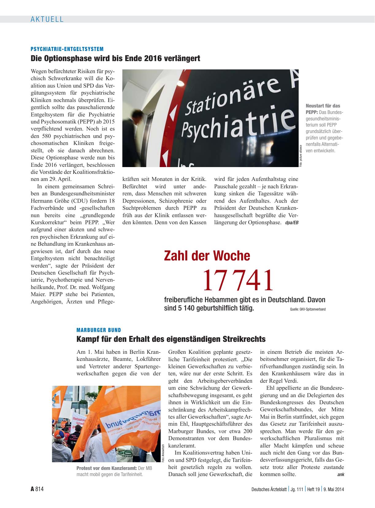 Vorschauseite 1: Marburger Bund: Kampf für den Erhalt des eigenständigen Streikrechts