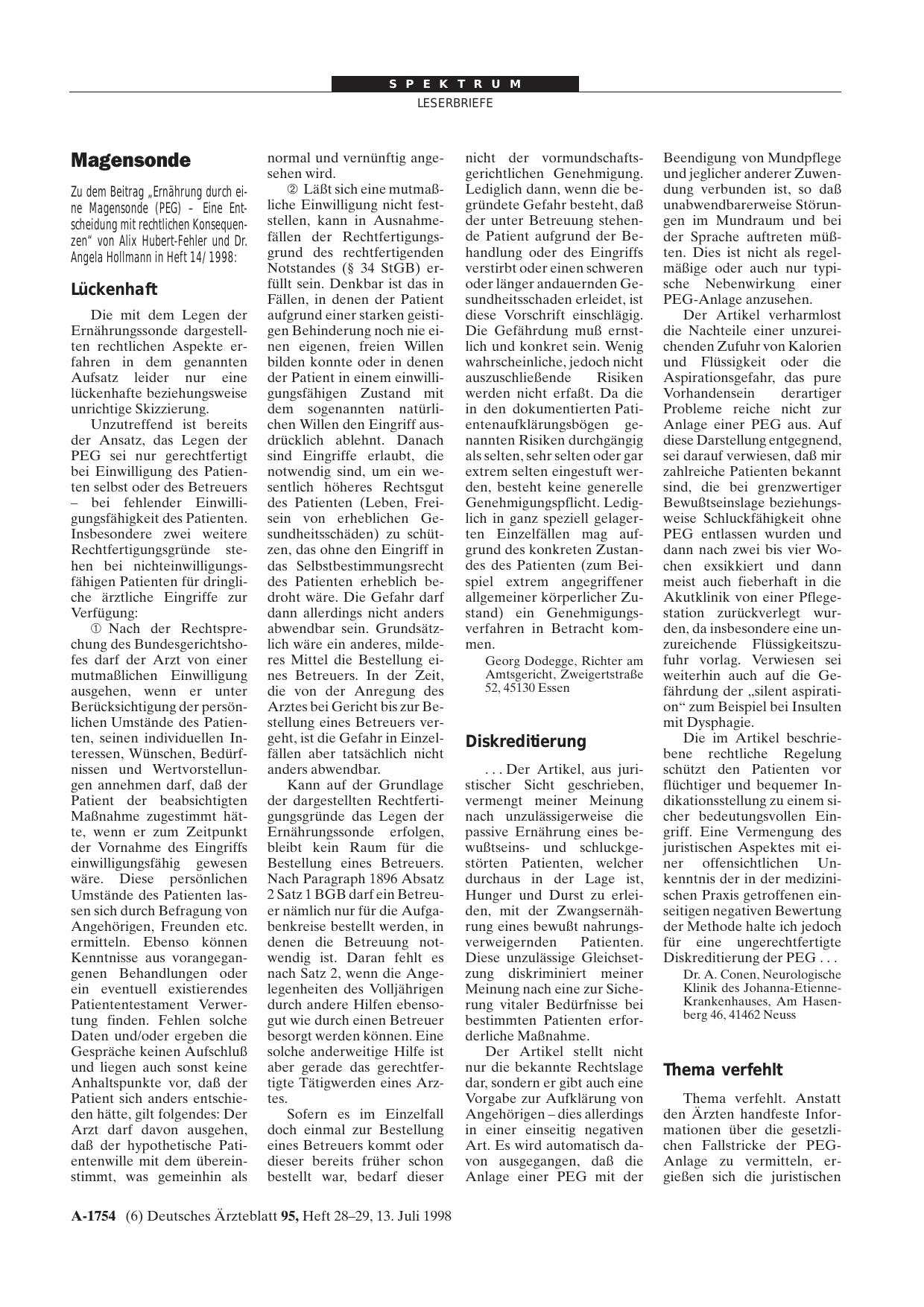 Vorschauseite 1: Magensonde: Thema verfehlt