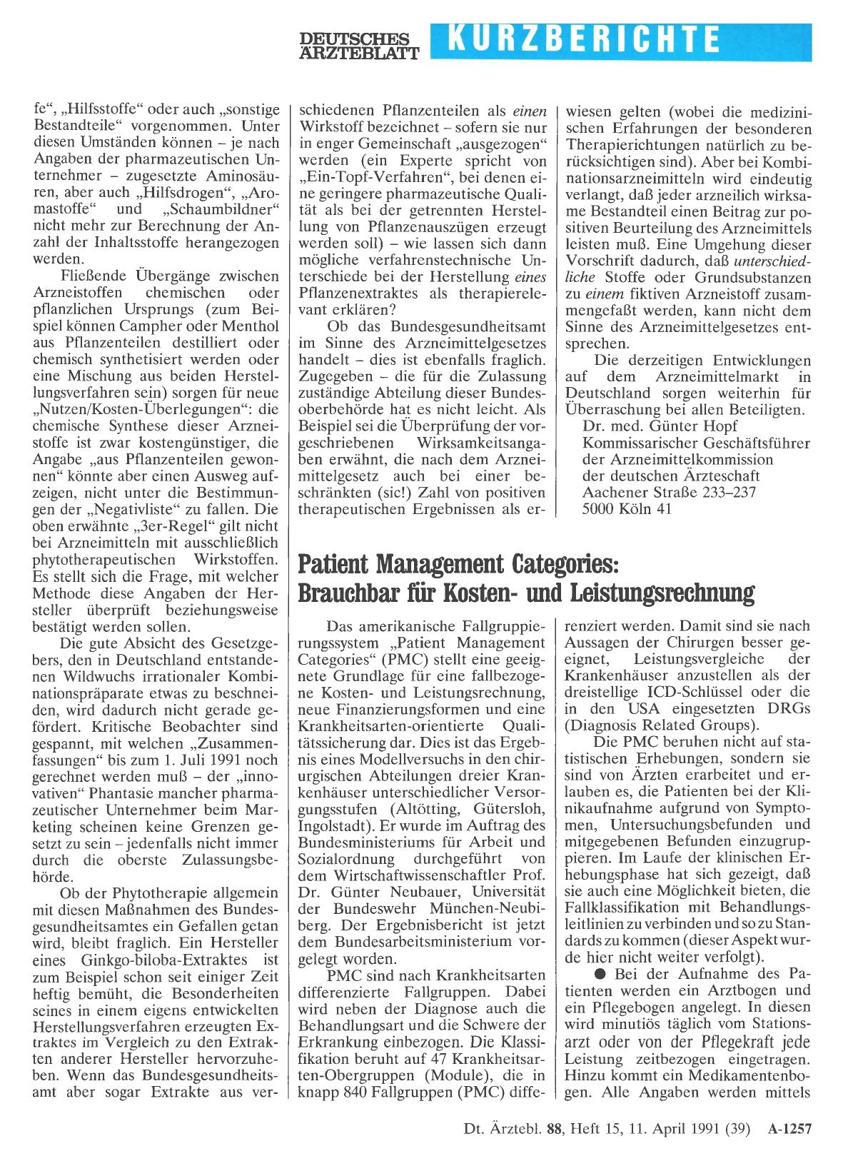 Vorschauseite 1: Patient Management Categories: Brauchbar für Kostenund Leistungsrechnung