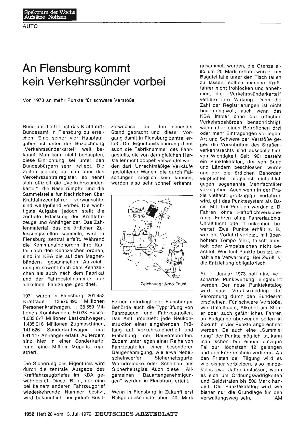 Vorschauseite 1: An Flensburg kommt kein Verkehrssünder vorbei: Von 1973 an mehr Punkte für schwere Verstöße
