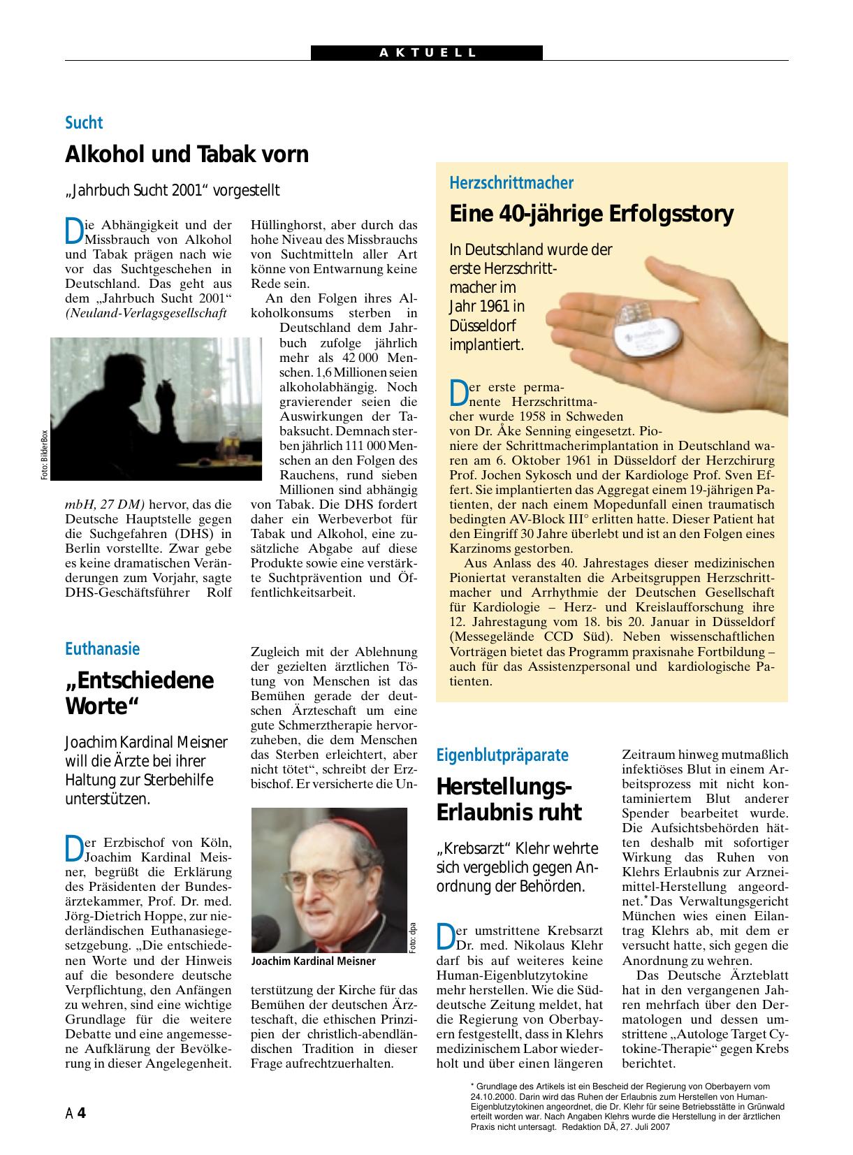 Vorschauseite 1: Sucht: Alkohol und Tabak vorn