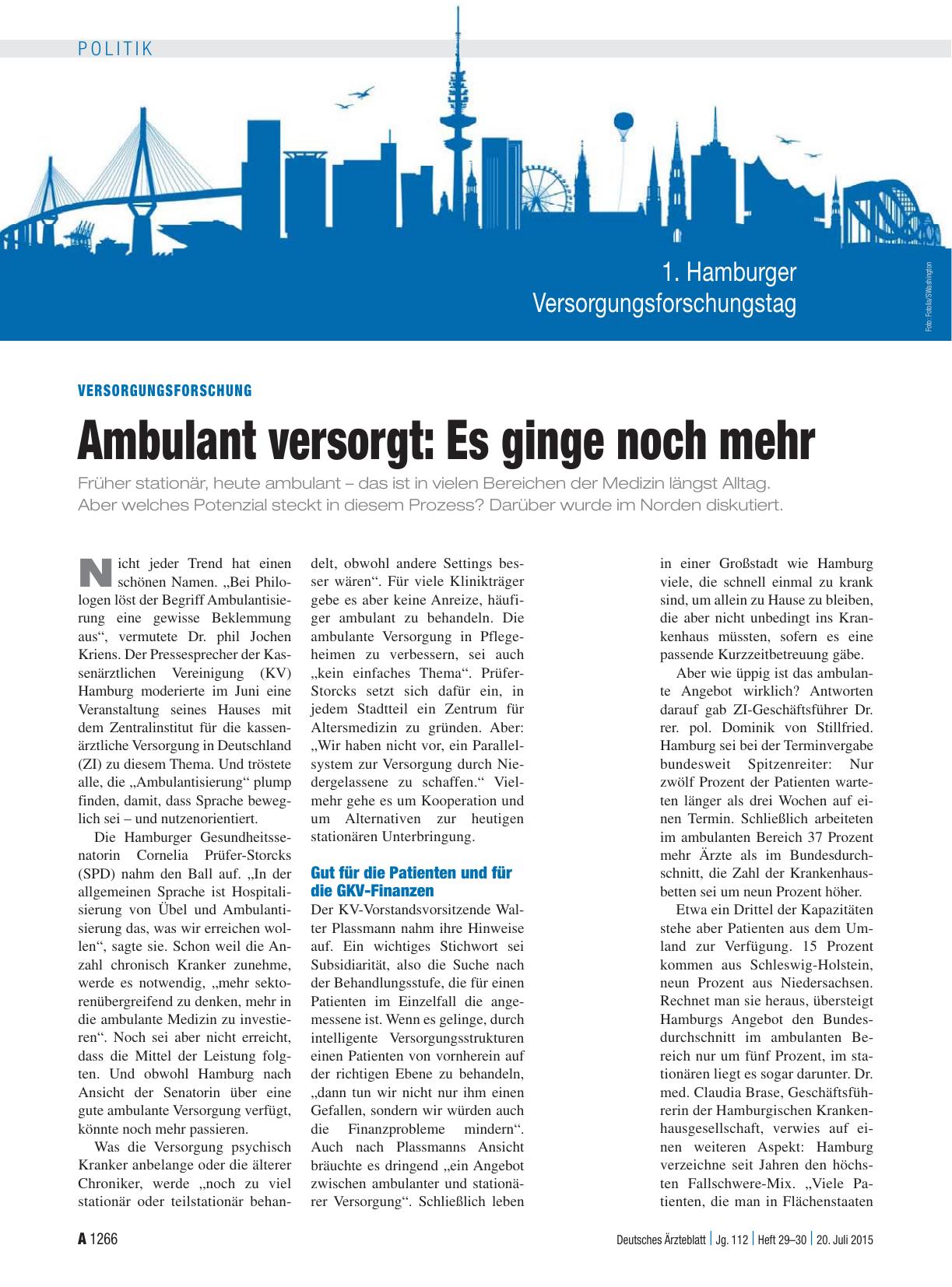 Vorschauseite 1: Versorgungsforschung: Ambulant versorgt – Es ginge noch mehr