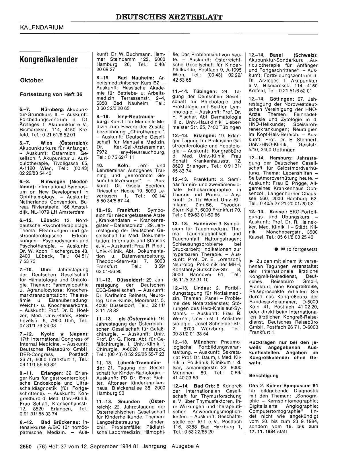 Vorschauseite 1: Kongreßkalender
