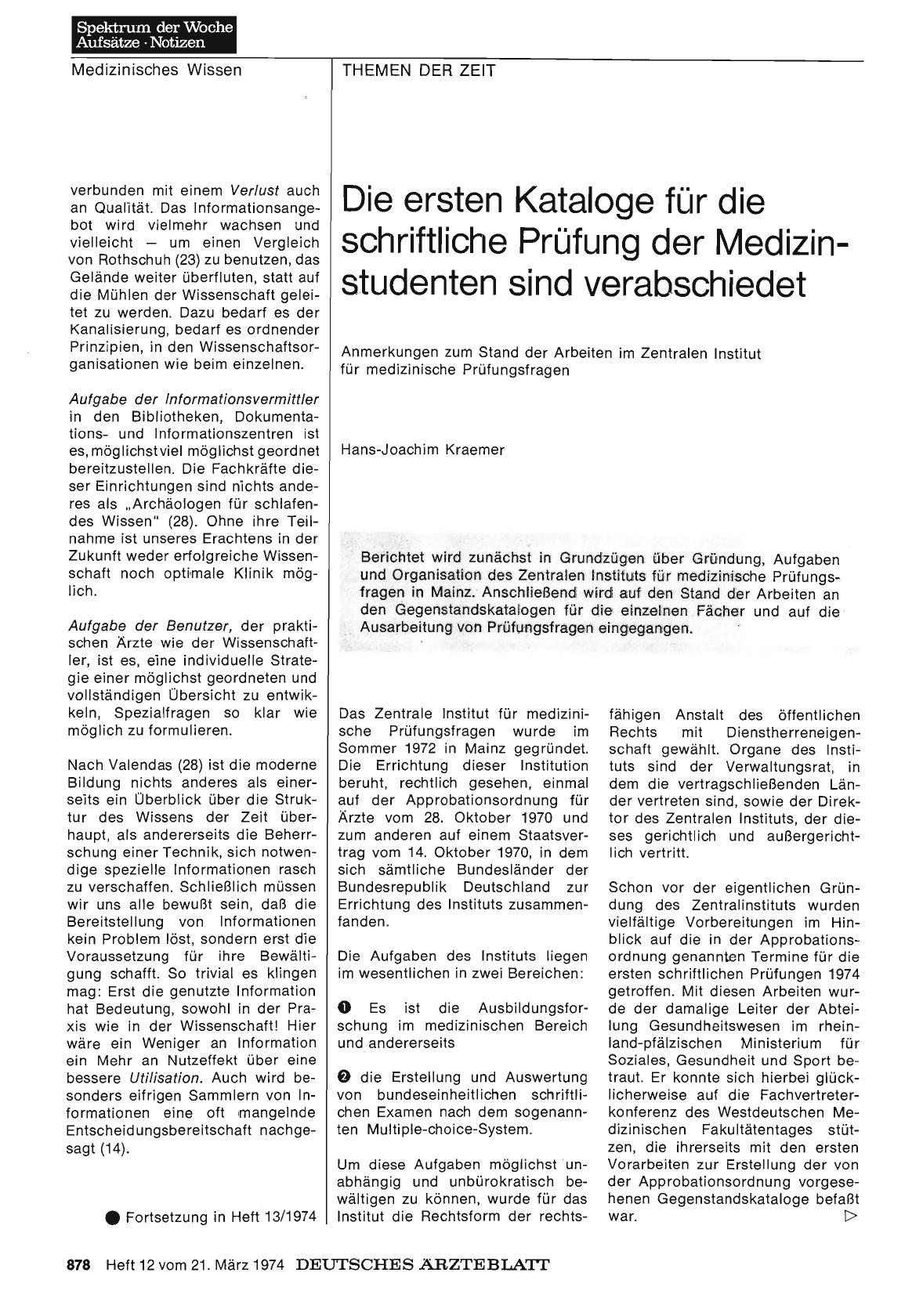 Vorschauseite 1: Die ersten Kataloge für die schriftliche Prüfung der Medizinstudenten sind verabschiedet